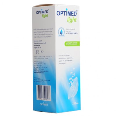 Раствор Optimed Light 250 мл. Универсальный раствор для ухода за любыми мягкими контактными линзами.