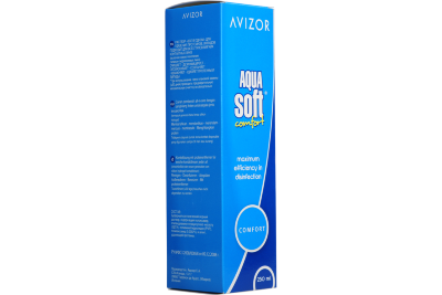 Aqua Soft Comfort+ 250ml Универсальный раствор с протеиновой очисткой для дезинфекции, очищения и хранения мягких контактных линз.