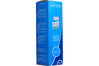 Aqua soft comfort+ 350ml Универсальный раствор с протеиновой очисткой для дезинфекции, очищения и хранения мягких контактных линз.
