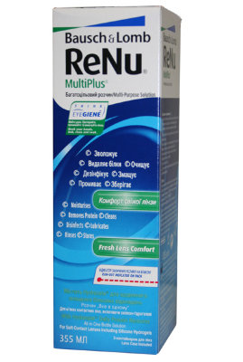 ReNu MultiPlus 360 мл. Универсальный раствор для хранения, дезинфекции и увлажнения всех типов мягких контактных линз.Контейнер в комплекте.